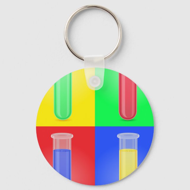 Pop Art Test Tubes Science Chemistry Laboratory Keychain (Front)