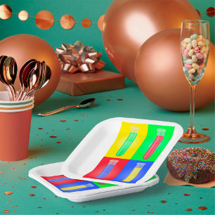 Pop Art Test Tubes Science Chemistry Laboratory Paper Plates