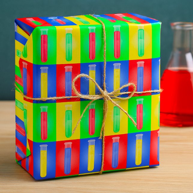 Pop Art Test Tubes Science Chemistry Laboratory Wrapping Paper (Creator Uploaded)