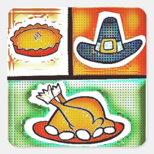 Pop Art Thanksgiving Dinner Square Sticker