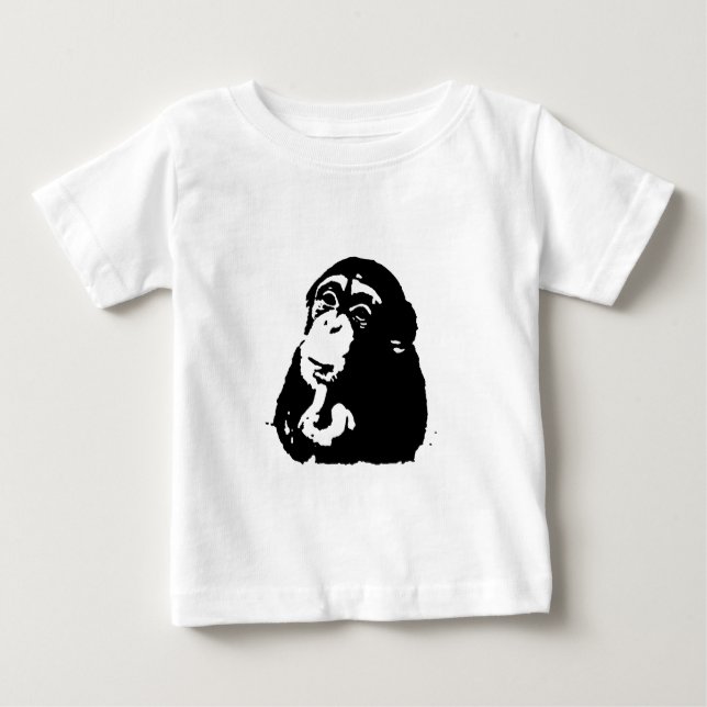 Pop Art Thinking Chimpanzee Baby T-Shirt (Front)