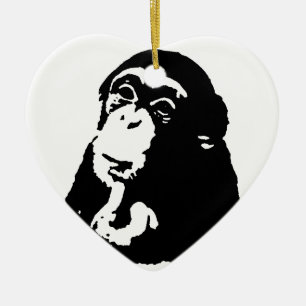 Pop Art Thinking Chimpanzee Ceramic Ornament