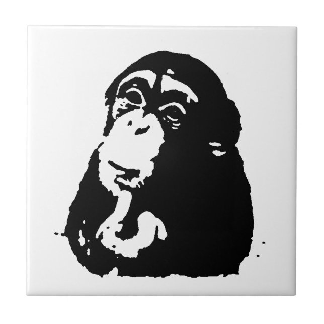 Pop Art Thinking Chimpanzee Ceramic Tile (Front)