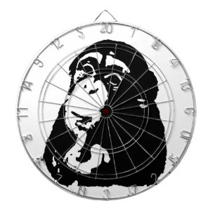 Pop Art Thinking Chimpanzee Dartboard With Darts