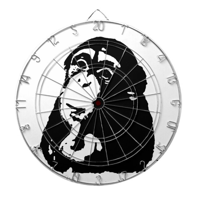 Pop Art Thinking Chimpanzee Dartboard With Darts (Front)