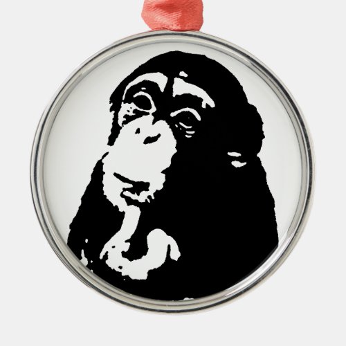 Pop Art Thinking Chimpanzee Metal Ornament