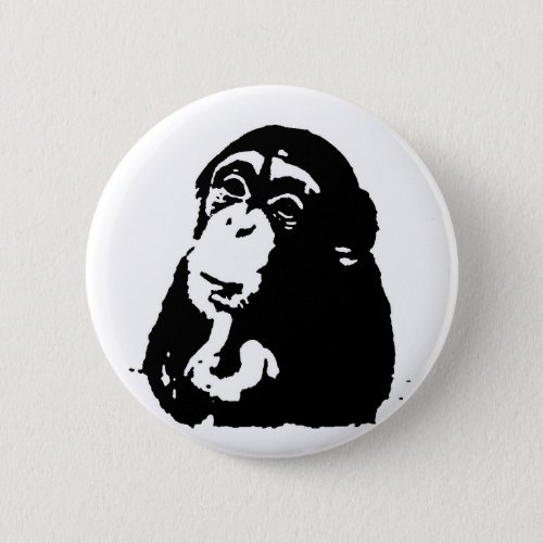 Pop Art Thinking Chimpanzee Pinback Button
