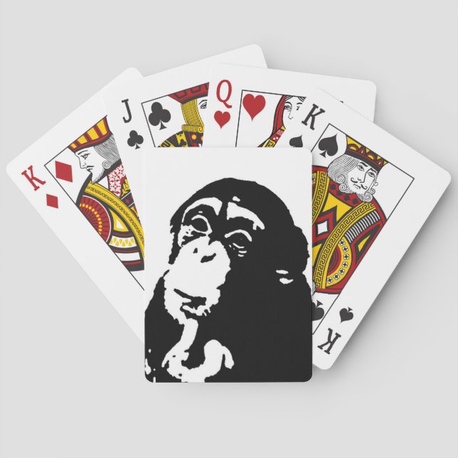 Pop Art Thinking Chimpanzee Poker Cards (Back)