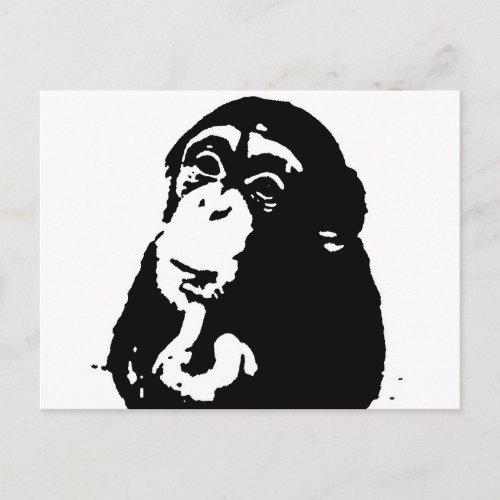 Pop Art Thinking Chimpanzee Postcard