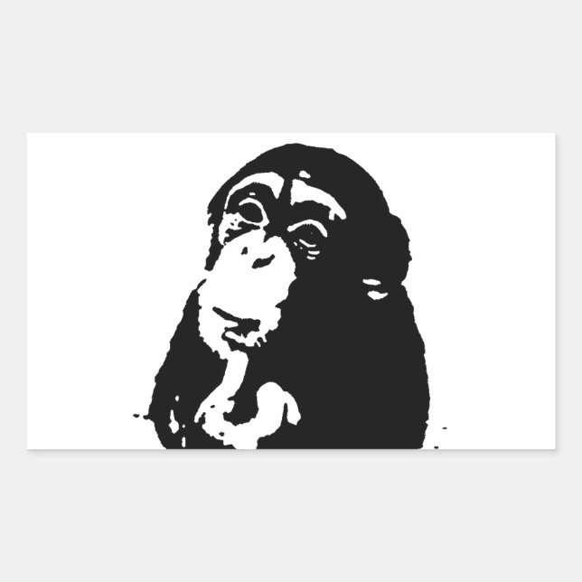 Pop Art Thinking Chimpanzee Rectangular Sticker (Front)