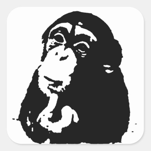 Pop Art Thinking Chimpanzee Square Sticker