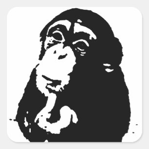 Pop Art Thinking Chimpanzee Square Sticker