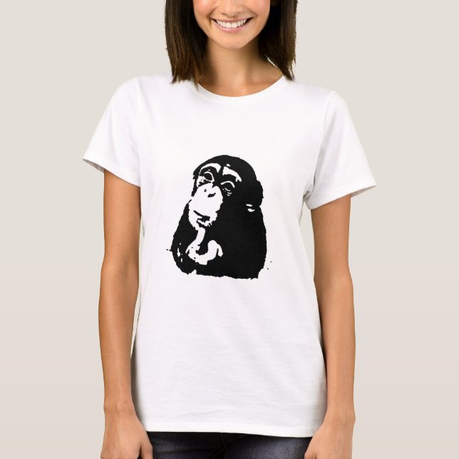 Pop Art Thinking Chimpanzee T-Shirt (Front)