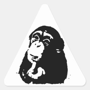 Pop Art Thinking Chimpanzee Triangle Sticker