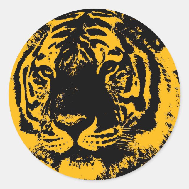 Pop Art Tiger Classic Round Sticker (Front)