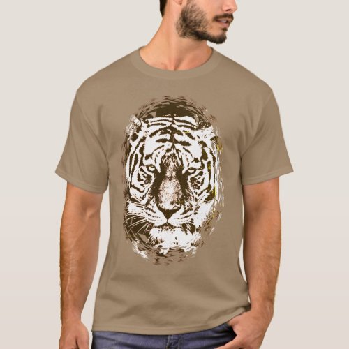Pop Art Tiger Head Elegant Modern Template Pebble T_Shirt