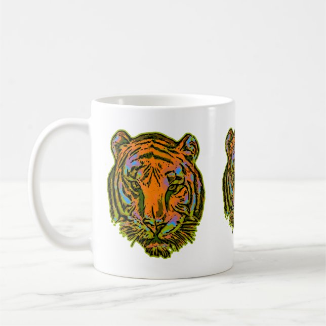 Pop Art TIGER HEAD + your backgr. & ideas Coffee Mug (Left)