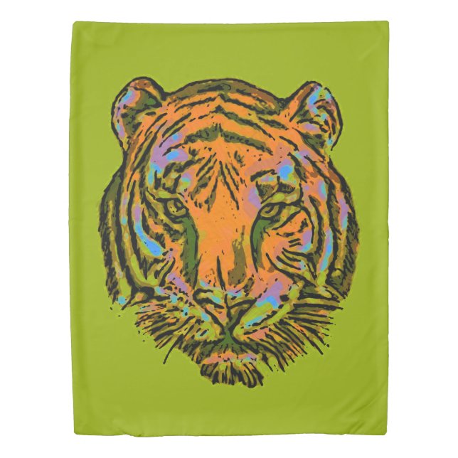 Pop Art TIGER HEAD + your backgr. & ideas Duvet Cover (Front)