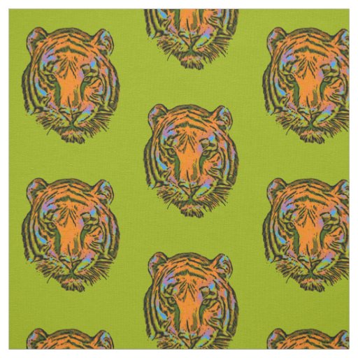 Pop Art TIGER HEAD + your backgr. & ideas Fabric