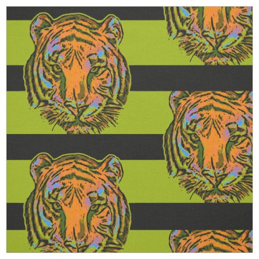 Pop Art TIGER HEAD + your backgr. & ideas Fabric