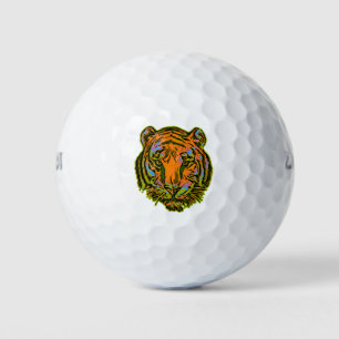 Pop Art TIGER HEAD + your backgr. & ideas Golf Balls