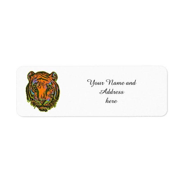 Pop Art TIGER HEAD + your backgr. & ideas Label (Front)