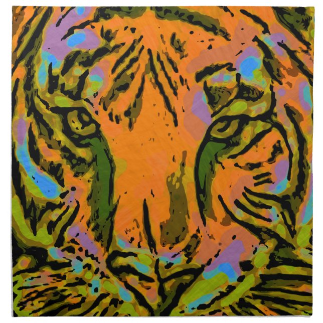 Pop Art TIGER HEAD + your backgr. & ideas Napkin (Front)