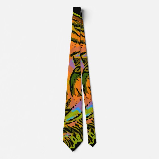 Pop Art TIGER HEAD + your backgr. & ideas Neck Tie (Front)