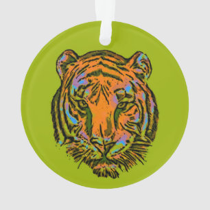 Pop Art TIGER HEAD + your backgr. & ideas Ornament