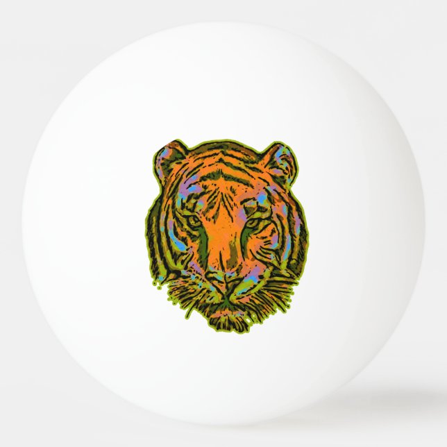 Pop Art TIGER HEAD + your backgr. & ideas Ping-Pong Ball (Front)