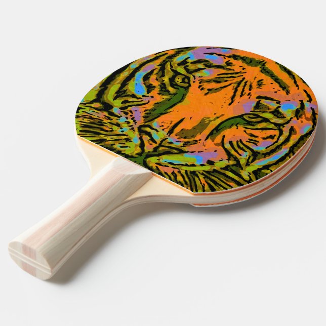 Pop Art TIGER HEAD + your backgr. & ideas Ping-Pong Paddle (Front Angle)