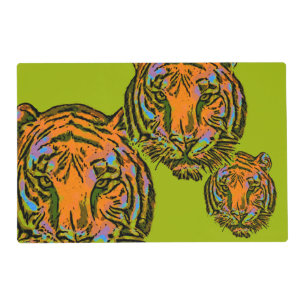 Pop Art TIGER HEAD + your backgr. & ideas Placemat