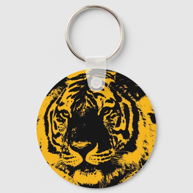 Pop Art Tiger Keychain (Front)