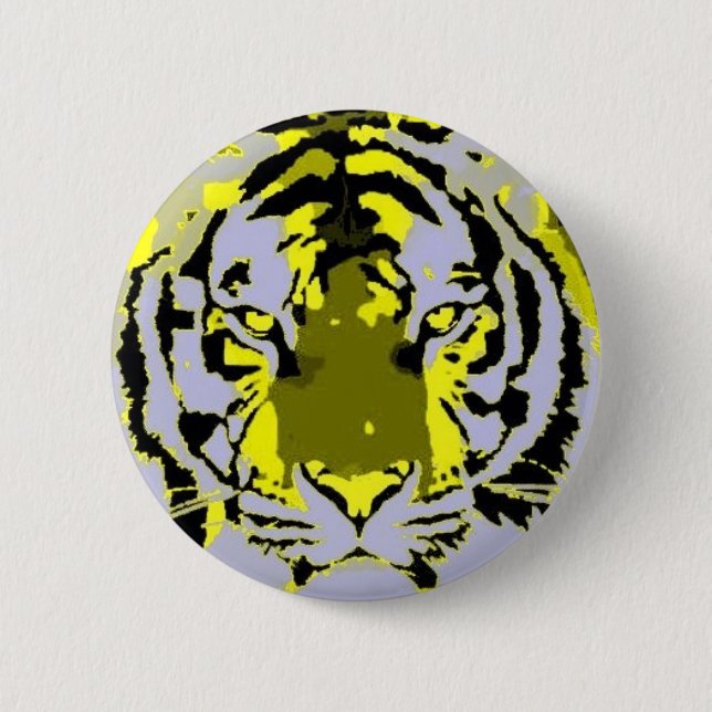 Pop Art Tiger Pinback Button (Front)