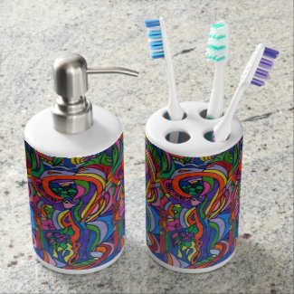 Pop Art Toothbrush Holder and Soap Dispenser