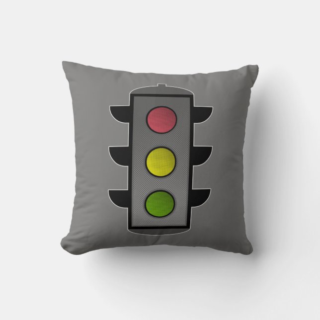 Pop Art Traffic Light Throw Pillow (Front)
