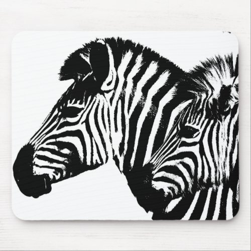 Pop Art Trendy Template Zebras Animals Black White Mouse Pad