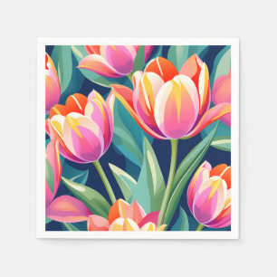 Pop Art Tulip Vibrant and Energetic Napkins