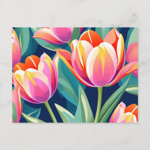Pop Art Tulip Vibrant and Energetic Postcard