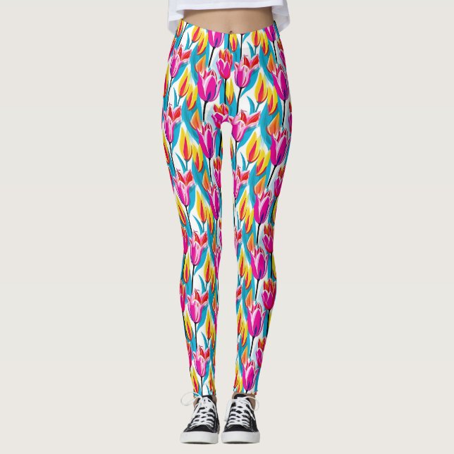 Pop Art Tulips Leggings (Front)