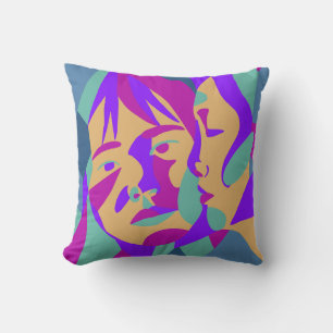 Pop Art Two Women Bright Throw Pillow