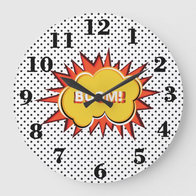Pop art typography retro style large clock (Front)