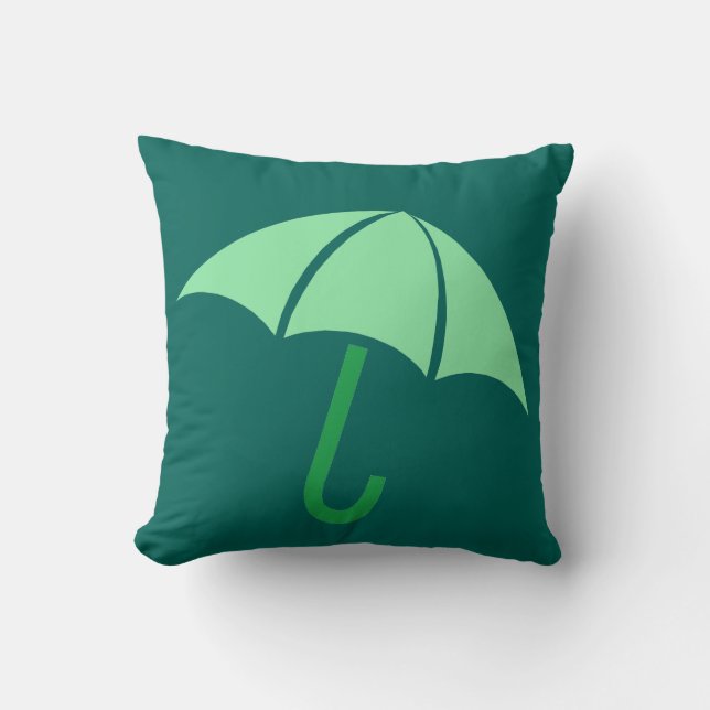 Pop Art Umbrella Green Throw Pillow (Front)