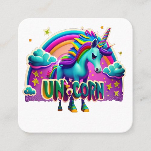 Pop Art Unicorn Graphic Art Retro Gift Tee Square Business Card