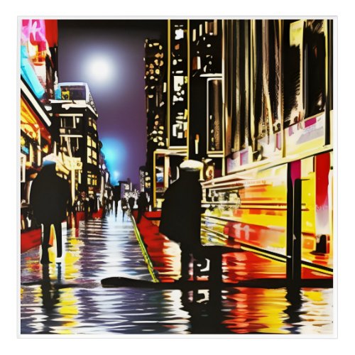 Pop Art Urban Night Street Scene Acrylic Art