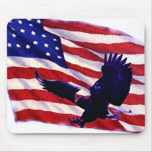 Pop Art US American Flag & Landing Eagle Mousepad