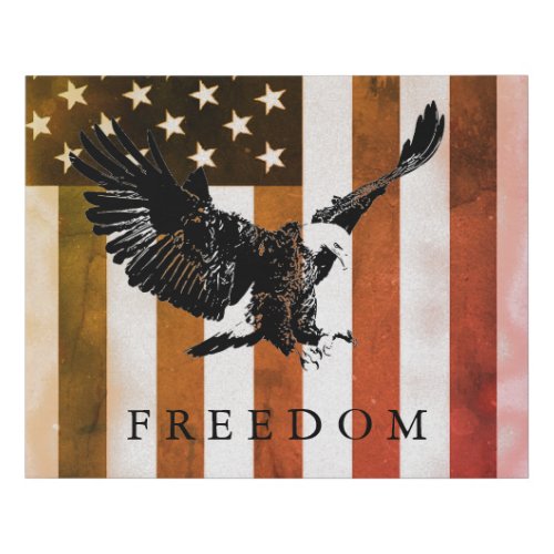 Pop Art US Flag Freedom Eagle Landing Faux Canvas Print