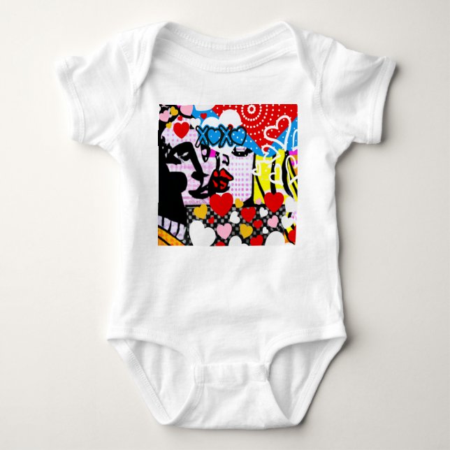 Pop Art Valentine Baby Bodysuit (Front)
