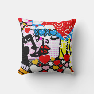 Pop Art Valentine Throw Pillow