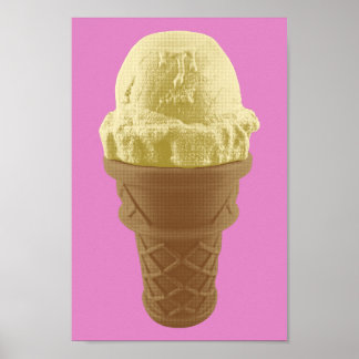 Pop Art Vanilla Ice Cream Cone Poster